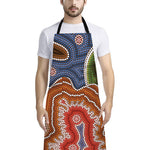 Australian Aboriginal Art Print Bib Apron With Pocket
