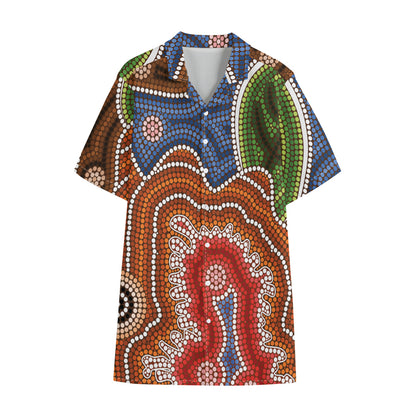 Australian Aboriginal Art Print Cotton Hawaiian Shirt