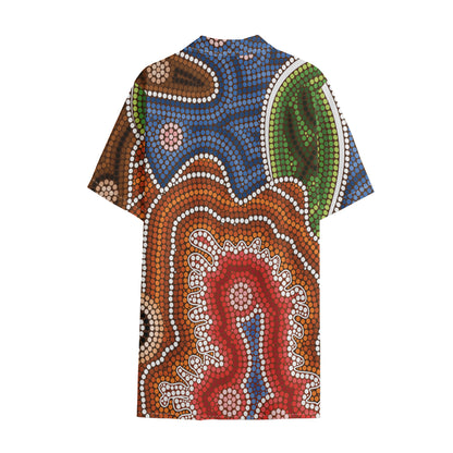Australian Aboriginal Art Print Cotton Hawaiian Shirt