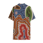 Australian Aboriginal Art Print Cotton Hawaiian Shirt