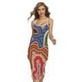 Australian Aboriginal Art Print Cross Back Cami Dress