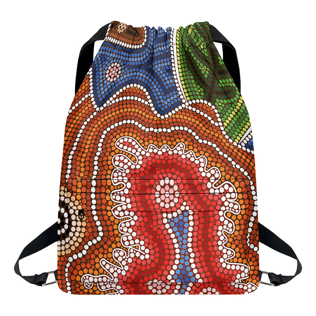 Australian Aboriginal Art Print Drawstring Backpack