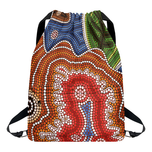 Australian Aboriginal Art Print Drawstring Backpack