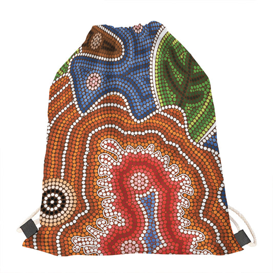 Australian Aboriginal Art Print Drawstring Bag