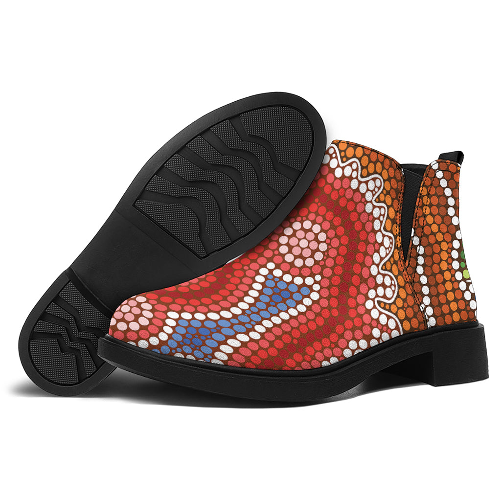 Australian Aboriginal Art Print Flat Ankle Boots