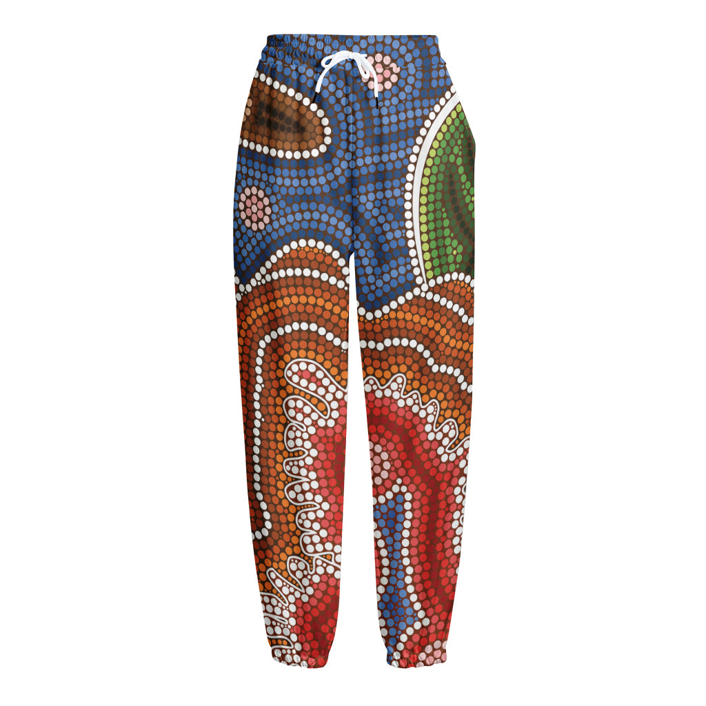 Australian Aboriginal Art Print Fleece Lined Knit Pants