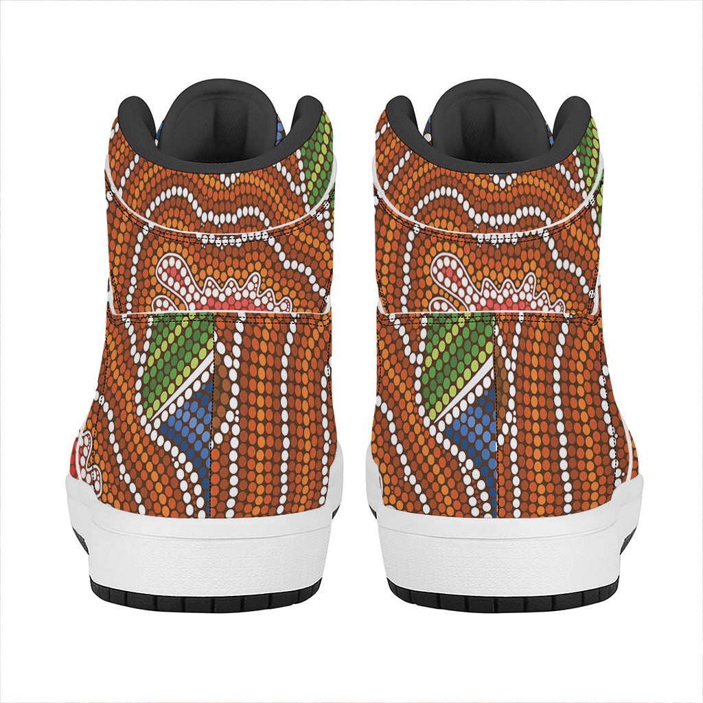 Australian Aboriginal Art Print High Top Leather Sneakers