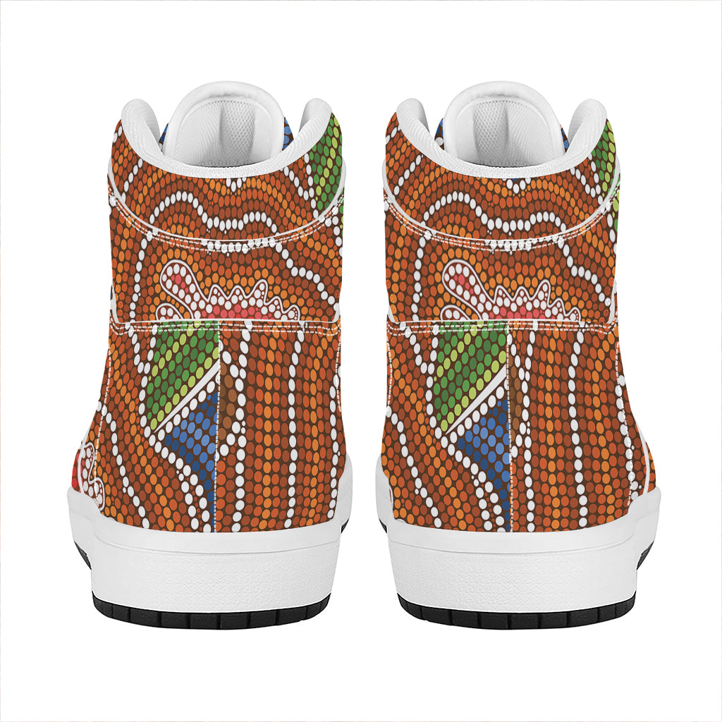 Australian Aboriginal Art Print High Top Leather Sneakers