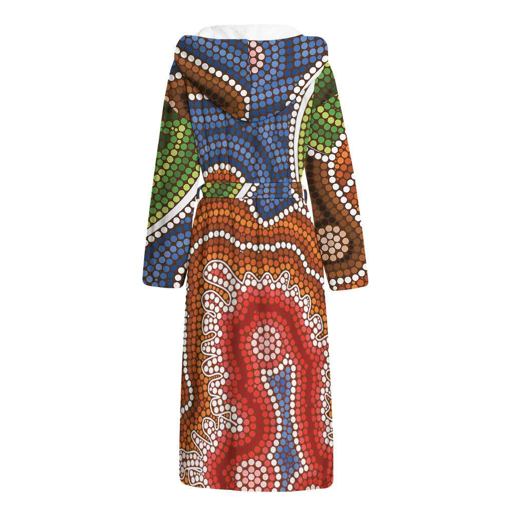 Australian Aboriginal Art Print Hooded Bathrobe