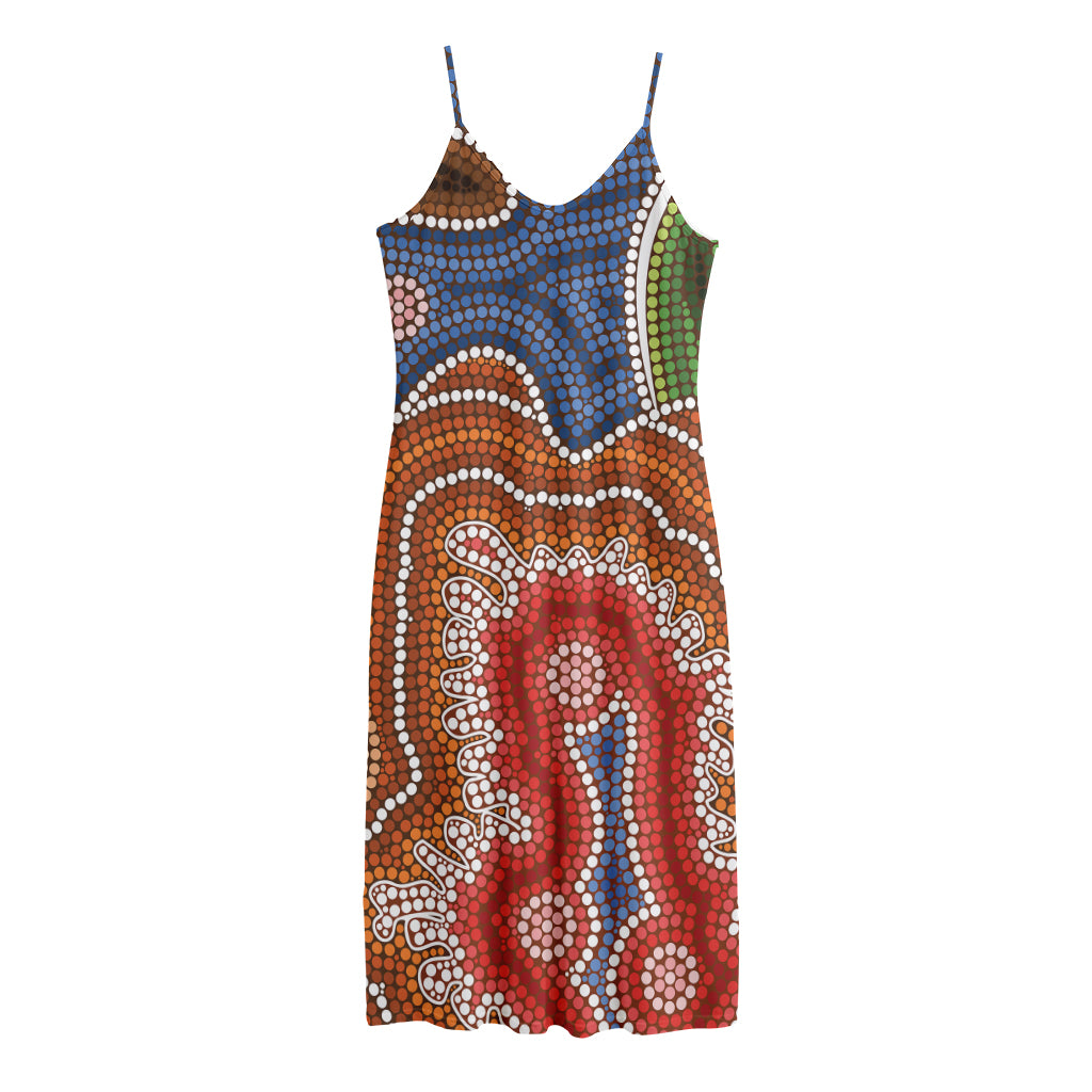 Australian Aboriginal Art Print Jersey Midi Cami Dress