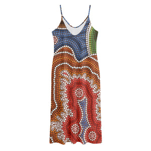 Australian Aboriginal Art Print Jersey Midi Cami Dress