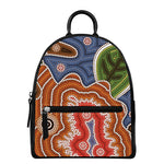 Australian Aboriginal Art Print Leather Backpack