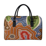Australian Aboriginal Art Print Leather Duffle Bag