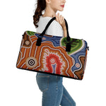 Australian Aboriginal Art Print Leather Duffle Bag
