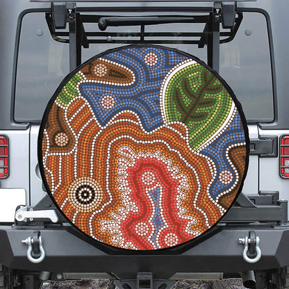 Australian Aboriginal Art Print Leather Spare Tire Cover