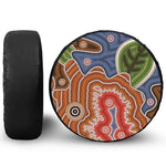Australian Aboriginal Art Print Leather Spare Tire Cover