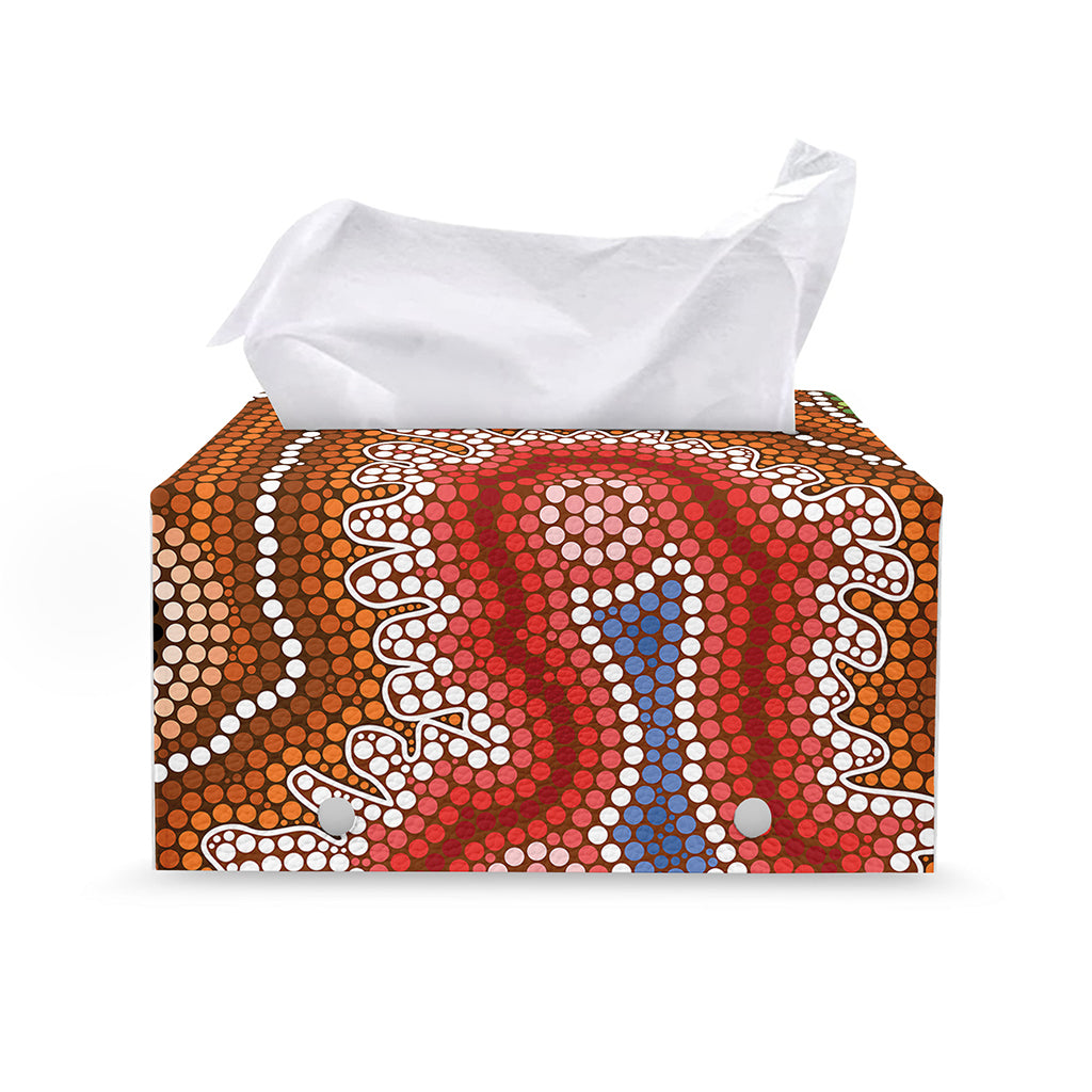 Australian Aboriginal Art Print Leather Tissue Box Cover