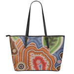 Australian Aboriginal Art Print Leather Tote Bag