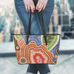 Australian Aboriginal Art Print Leather Tote Bag