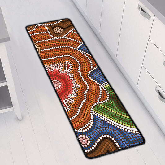 Australian Aboriginal Art Print Long Kitchen Mat