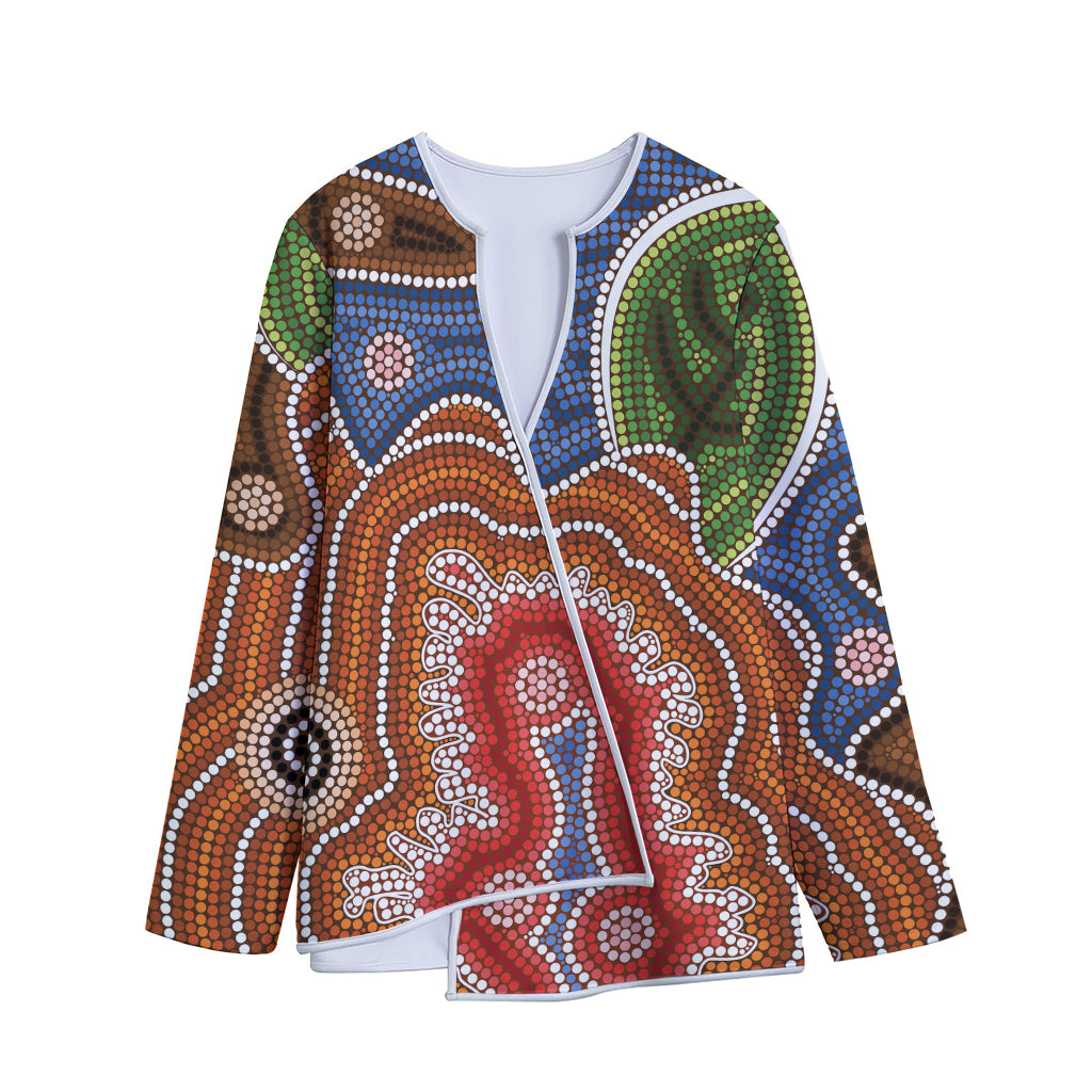 Australian Aboriginal Art Print Long Sleeve Short Coat