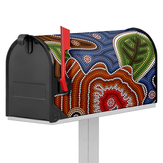 Australian Aboriginal Art Print Mailbox Cover