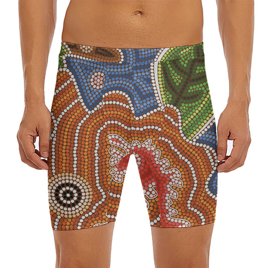 Australian Aboriginal Art Print Men's Long Boxer Briefs