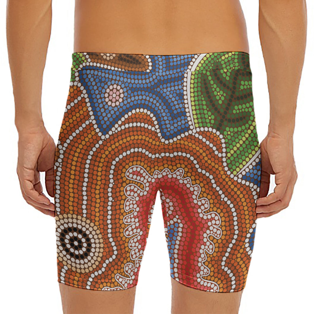 Australian Aboriginal Art Print Men's Long Boxer Briefs