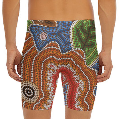 Australian Aboriginal Art Print Men's Long Boxer Briefs