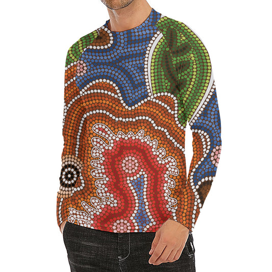 Australian Aboriginal Art Print Men's Long Sleeve Rash Guard