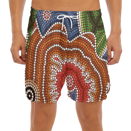 Australian Aboriginal Art Print Men's Split Running Shorts