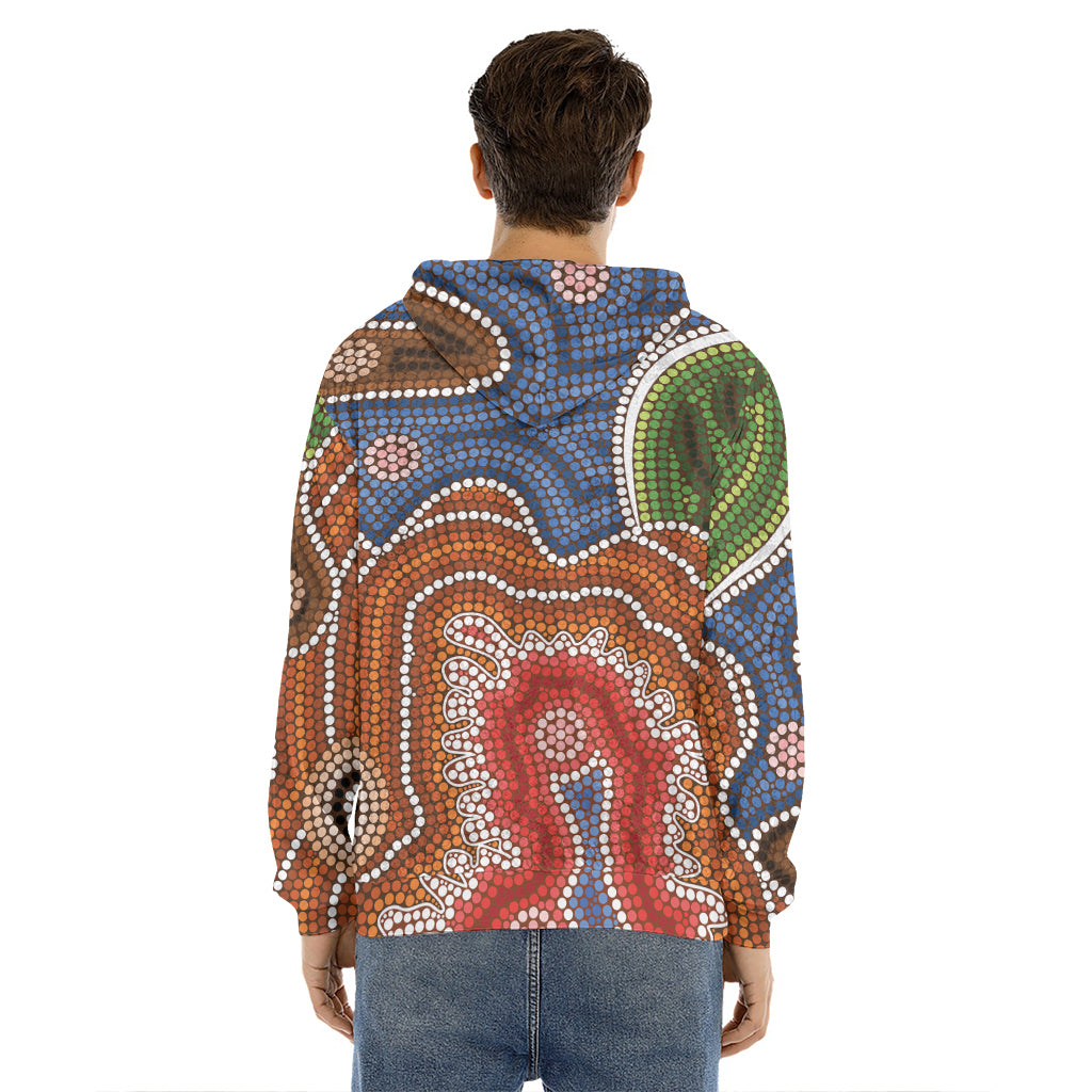 Australian Aboriginal Art Print Men's Velvet Pullover Hoodie