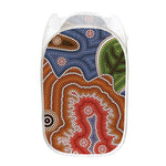 Australian Aboriginal Art Print Mesh Laundry Hamper