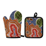 Australian Aboriginal Art Print Oven Mitt And Pot Holder Set