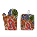 Australian Aboriginal Art Print Oven Mitt And Pot Holder Set