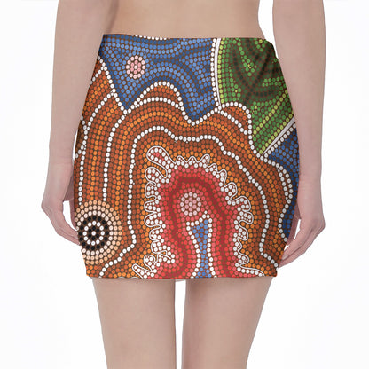 Australian Aboriginal Art Print Pencil Mini Skirt