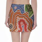 Australian Aboriginal Art Print Pencil Mini Skirt