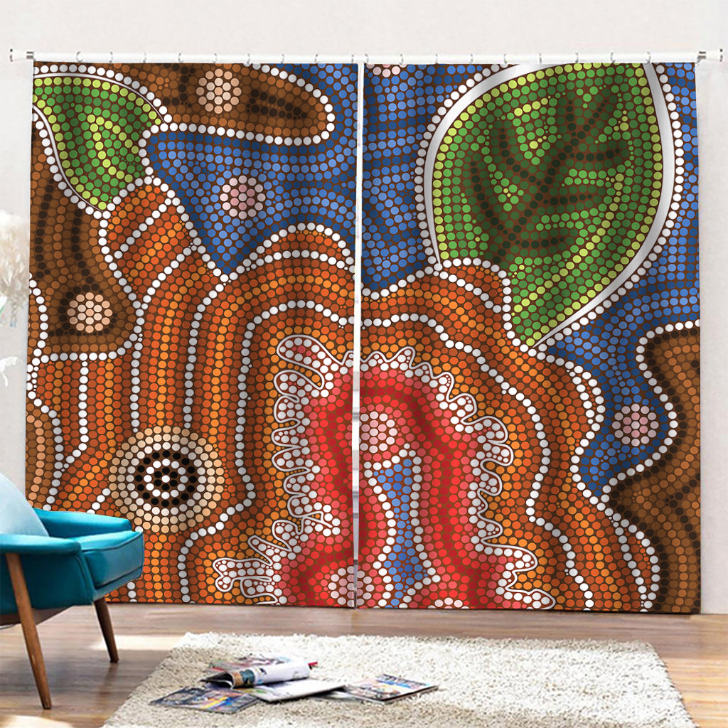 Australian Aboriginal Art Print Pencil Pleat Curtains