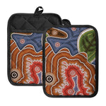 Australian Aboriginal Art Print Pot Holders With Pocket