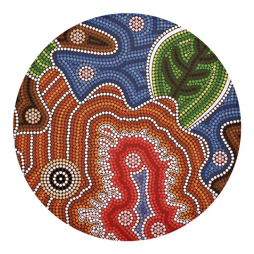 Australian Aboriginal Art Print Round Blanket