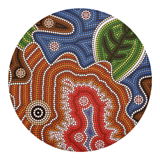 Australian Aboriginal Art Print Round Blanket