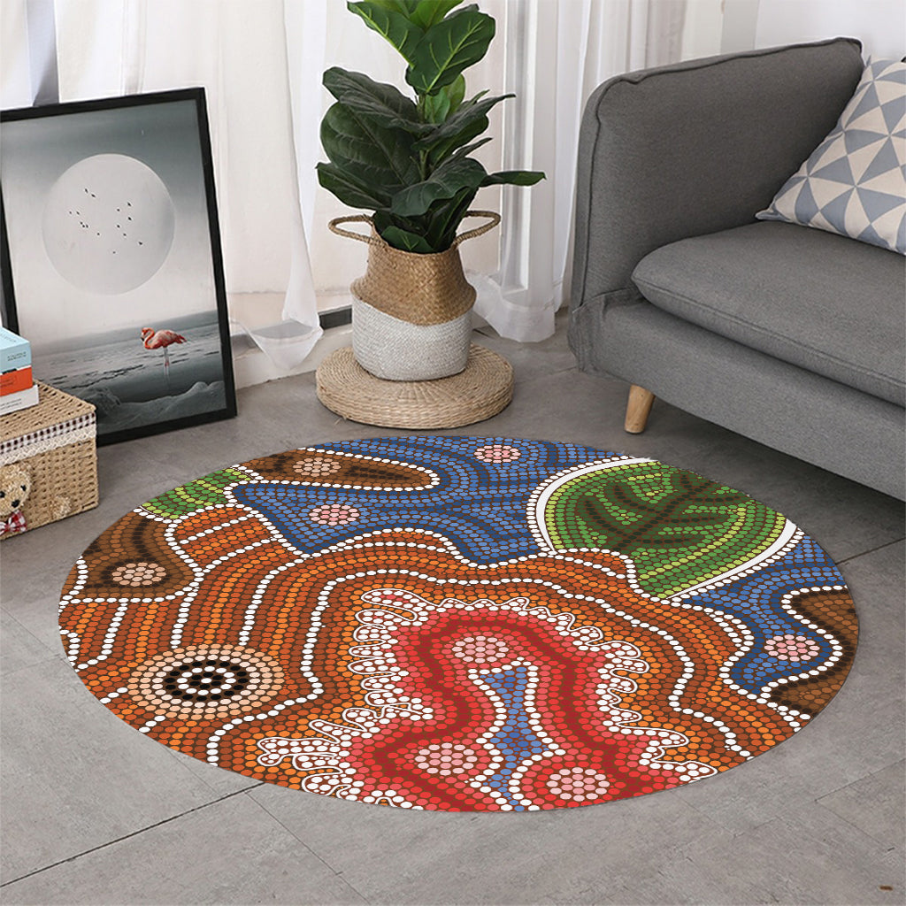 Australian Aboriginal Art Print Round Rug