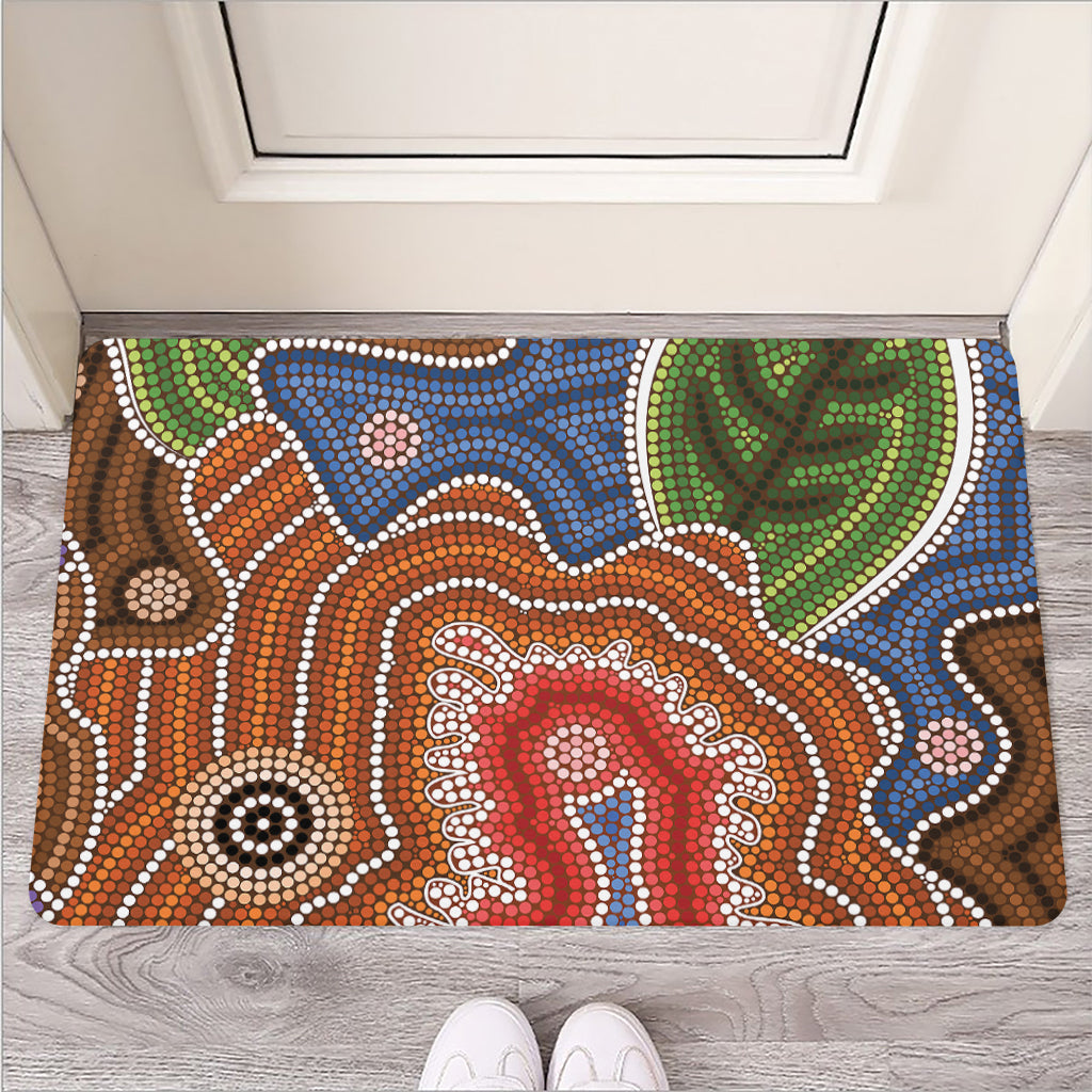 Australian Aboriginal Art Print Rubber Doormat