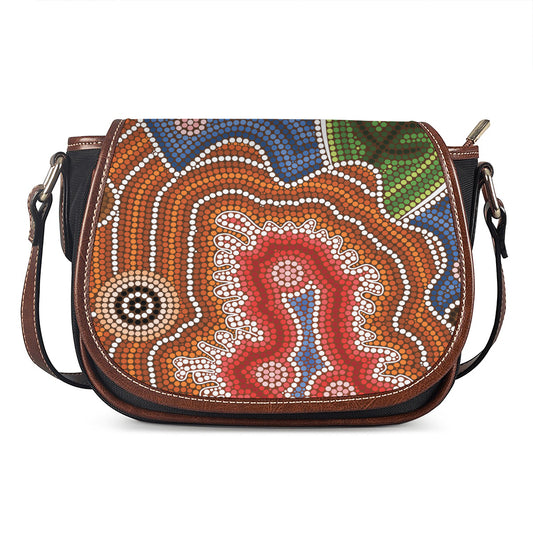 Australian Aboriginal Art Print Saddle Bag