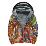 Australian Aboriginal Art Print Sherpa Lined Zip Up Hoodie