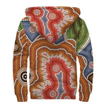 Australian Aboriginal Art Print Sherpa Lined Zip Up Hoodie