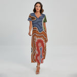 Australian Aboriginal Art Print Short Sleeve Maxi Dress