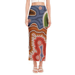 Australian Aboriginal Art Print Side Slit Maxi Skirt