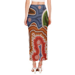 Australian Aboriginal Art Print Side Slit Maxi Skirt