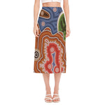 Australian Aboriginal Art Print Side Slit Midi Skirt